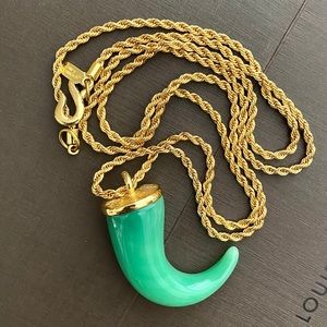 Kenneth Lane Jade Tusk Gold Plated Necklace